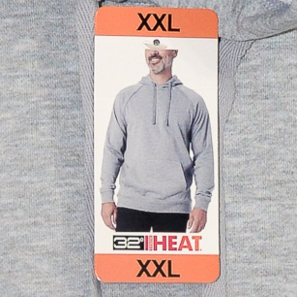 Grey NWT 32 Degrees Heat Men's French Terry Long Sleeve Hoodie Sweatshirt - Picture 3 of 3